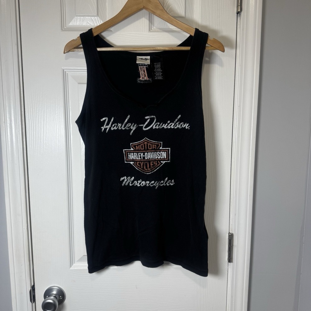 HARLEY-DAVIDSON‎ Freedom Notched-Neck Black Tank Top Women's Size XL